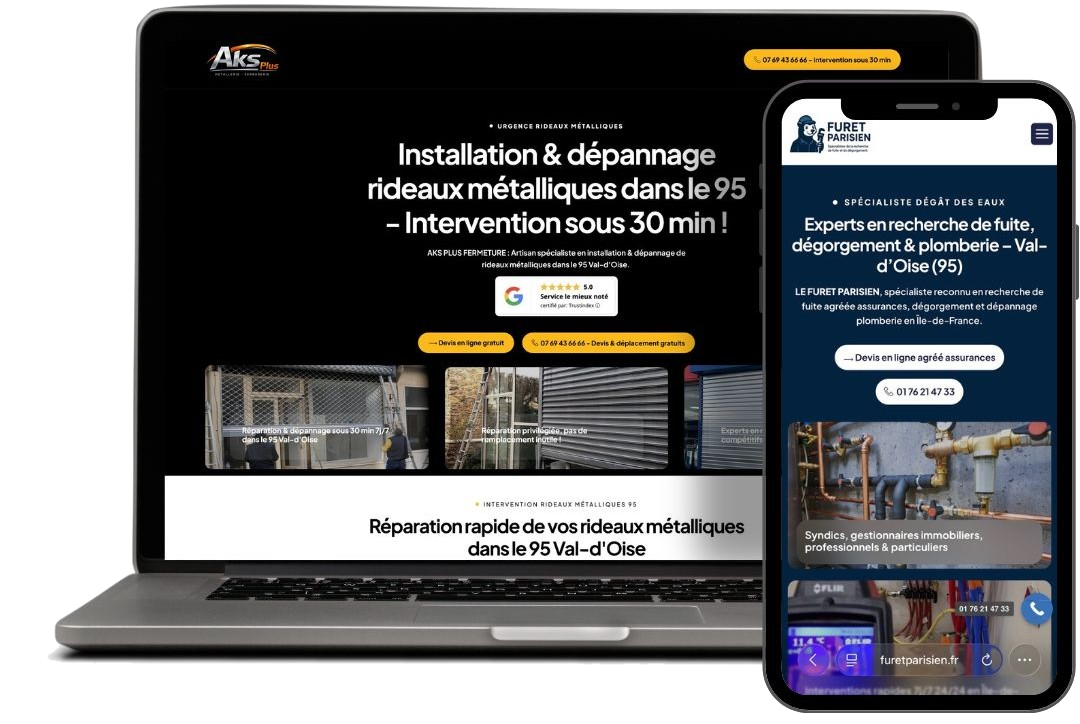 Exemples de sites internet réalisés — version ordinateur et mobile